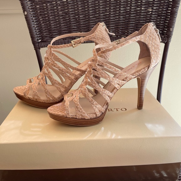 Franco Sarto Shoes - Franco Sarto L-Viper Nude Strappy Heels